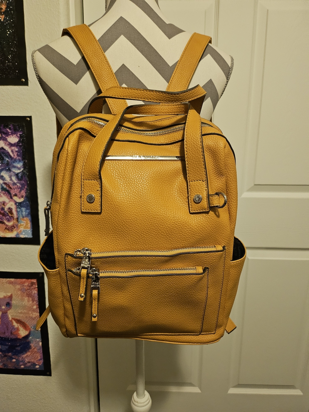 Steve Madden Mustard Yellow Pebbled Backpack